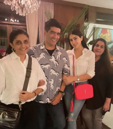Manish Malhotra poses with Sara Ali Khan and Amrita Singh. Manish Malhotra poses with Sara Ali Khan and Amrita Singh.