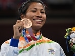 Bronze medallists Lovlina Borgohain of India poses for photos. Pool via REUTERS/Luis Robayo