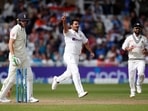 India's Shardul Thakur celebrates taking the wicket of England's Jos Buttler during the Nottingham Test