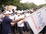 Manish Sisodia flag off to celebrate the 75th Independence Day celebrations, Azaadi Ka Amrit Mahotsav on Monday with the Run For Delhi@75 spot-run program, in New Delhi on Monday. Manish Sisodia flag off to celebrate the 75th Independence Day celebrations, Azaadi Ka Amrit Mahotsav on Monday with the Run For Delhi@75 spot-run program, in New Delhi on Monday.