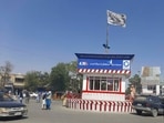A Taliban flag flies in the main square of Kunduz city after fighting between Taliban and Afghan security forces, on Sunday.
