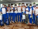 Indian contingent return from Tokyo.