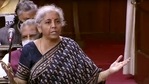 Union Finance Minister Nirmala Sitharaman speaks in Rajya Sabha during the Monsoon session of Parliament, in New Delhi on Monday. (. ANI Photo/ RSTV) Union Finance Minister Nirmala Sitharaman speaks in Rajya Sabha during the Monsoon session of Parliament, in New Delhi on Monday. (. ANI Photo/ RSTV)