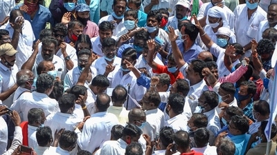 Fishermen from coastal districts of Tiruvallur, Chennai, Chengalpattu, Villupuram, Cuddalore and Puducherry participated in the protest. (AFP) Fishermen from coastal districts of Tiruvallur, Chennai, Chengalpattu, Villupuram, Cuddalore and Puducherry participated in the protest. (AFP)