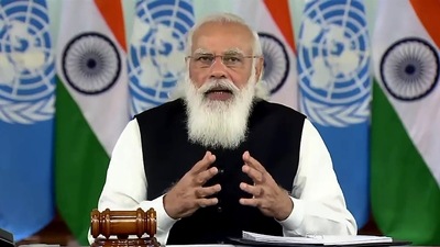 PM Modi called for a “framework of mutual understanding and cooperation” on maritime security as he outlined five principles. (ANI Photo) PM Modi called for a “framework of mutual understanding and cooperation” on maritime security as he outlined five principles. (ANI Photo)