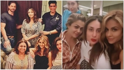 Shah Rukh Khan and Gauri Khan with Kareena Kapoor, Karisma Kapoor, Karan Johar and Natasha Poonawalla and others for a party on Sunday night. Shah Rukh Khan and Gauri Khan with Kareena Kapoor, Karisma Kapoor, Karan Johar and Natasha Poonawalla and others for a party on Sunday night.