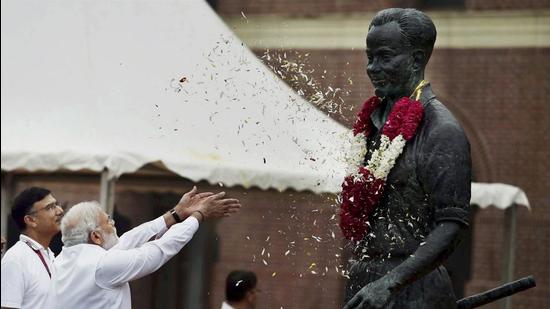 Prime Minister Narendra Modi pays floral tribute to Major Dhyan Chand. Prime Minister Narendra Modi on August 6 announced that the Rajiv Gandhi Khel Ratna Award, the country’s highest sporting honour, will be renamed after decorated Olympian Major Dhyan Chand. (PTI File)