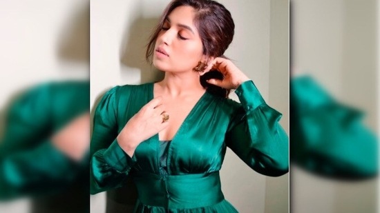 Bhumi earlier made headlines when she shared a picture on her Instagram handle wearing a green satin vintage dress.(Instagram/@bhumipednekar)