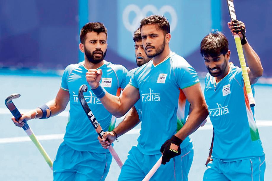 Indian men’s hockey team players during the India vs Germany match at Tokyo Olympics. (Photo: ANI) Indian men’s hockey team players during the India vs Germany match at Tokyo Olympics. (Photo: ANI)