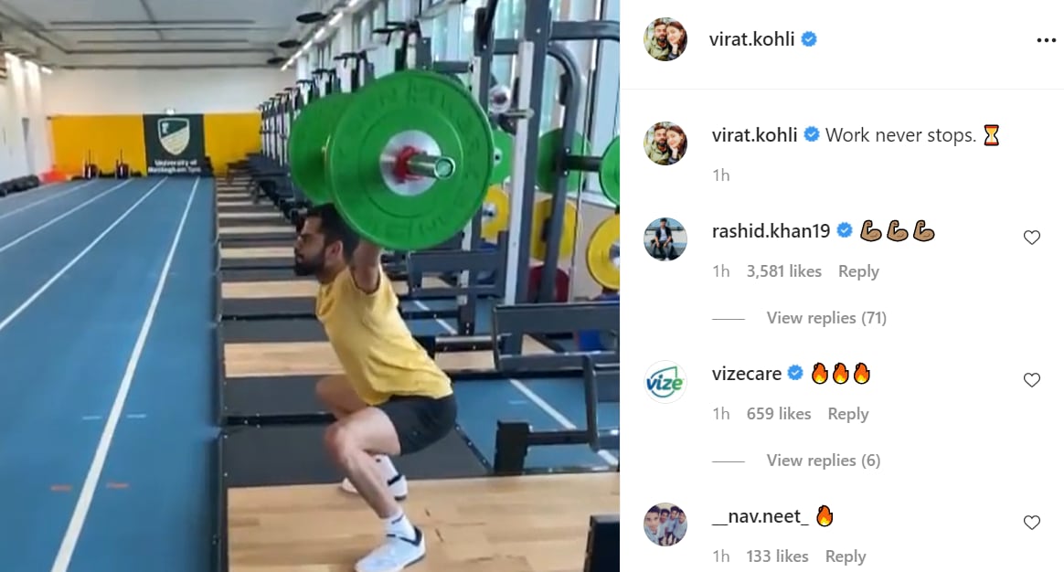 Rashid Khan reacts to Virat Kohli's post. (Screebgrab/Instagram)