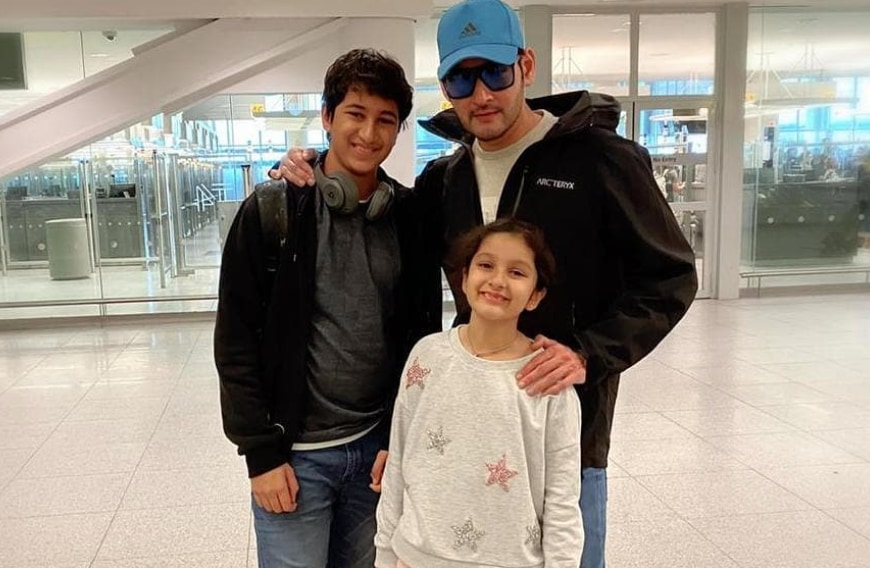 Mahesh with his kids. Mahesh with his kids.