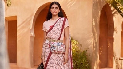 A model wears piece from the H&MxSabyasachi collaboration. (Instagram) A model wears piece from the H&MxSabyasachi collaboration. (Instagram)