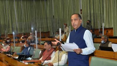 Himachal chief minister Jai Ram Thakur addressing the state assembly in Shimla on Tuesday. (HT Photo) Himachal chief minister Jai Ram Thakur addressing the state assembly in Shimla on Tuesday. (HT Photo)