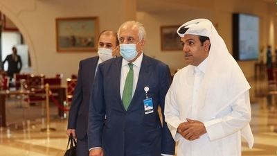 US special envoy for Afghanistan Zalmay Khalilzad (C). (AFP) US special envoy for Afghanistan Zalmay Khalilzad (C). (AFP)