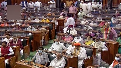 Parliamentarians discuss the the Constitution (One Hundred and Twenty-Seventh Amendment) Bill, 2021 in the Lok Sabha (PTI) Parliamentarians discuss the the Constitution (One Hundred and Twenty-Seventh Amendment) Bill, 2021 in the Lok Sabha (PTI)