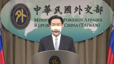 In this July 20, 2021 file image taken from a video footage run by Taiwan's ministry of foreign affairs via AP Video, Taiwan foreign minister Joseph Wu speaks about exchanging representative offices with Lithuania during a press briefing in Taipei, Taiwan. (AP/FILE)