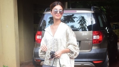 Tara Sutaria paid a visit to her friend. (Varinder Chawla) Tara Sutaria paid a visit to her friend. (Varinder Chawla)