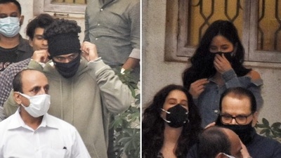 Vicky Kaushal and Katrina Kaif at a screening of Shershaah. (Varinder Chawla) Vicky Kaushal and Katrina Kaif at a screening of Shershaah. (Varinder Chawla)