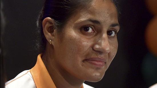 Indian women hockey team player Gurjit Kaur during an interaction with the media in New Delhi on Tuesday. (PTI)