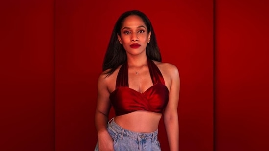 In this picture, Masaba styled her mom jeans with a maroon halter crop top. With bold red lips and hair left open, Masaba looked like a boss lady ready to take over the world.(Instagram/@masabagupta)
