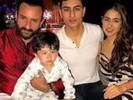 Saif Ali Khan with his three kids -- Sara, Ibrahim and Taimur Ali Khan.