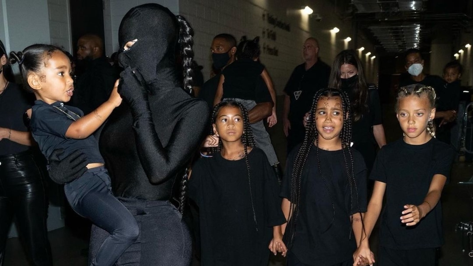 Kim Kardashian Wore Black Mask and Bodysuit at People's Choice Awards