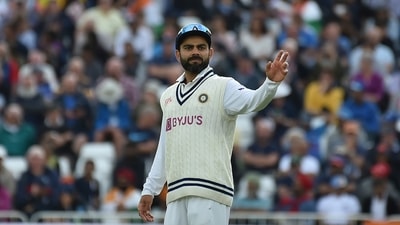India's captain Virat Kohli reacts after ICC docks two WTC points from India for slow over-rate. (AP) India's captain Virat Kohli reacts after ICC docks two WTC points from India for slow over-rate. (AP)
