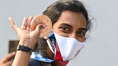 PV Sindhu with her Bronze Medal (AFP)