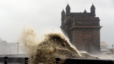 Waves lash over the Gateway of India during cyclone Tauktae in Mumbai in May, 2021. (AFP File)