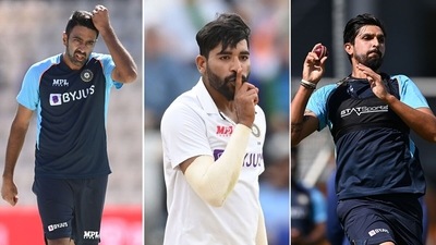 From left: R Ashwin, Mohammed Siraj and Ishant Sharma. (Getty Images) From left: R Ashwin, Mohammed Siraj and Ishant Sharma. (Getty Images)