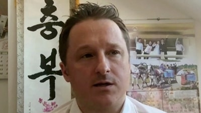 In this file image made from a March 2, 2017 video, Michael Spavor, director of Paektu Cultural Exchange, talks during a Skype interview in Yanji, China. (AP) In this file image made from a March 2, 2017 video, Michael Spavor, director of Paektu Cultural Exchange, talks during a Skype interview in Yanji, China. (AP)