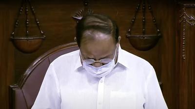 Rajya Sabha chairman M Venkaiah Naidu breaks down during monsoon session of Parliament on Wednesday. (ANI) Rajya Sabha chairman M Venkaiah Naidu breaks down during monsoon session of Parliament on Wednesday. (ANI)