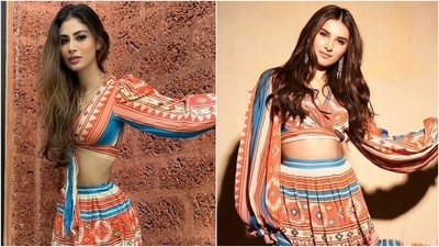 Mouni Roy vs Tara Sutaria: Who nailed the playful printed bralette and skirt? (Instagram/@imouniroy, @shopverb) Mouni Roy vs Tara Sutaria: Who nailed the playful printed bralette and skirt? (Instagram/@imouniroy, @shopverb)