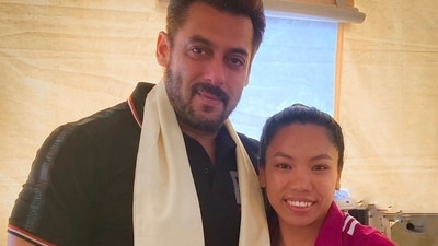 Salman Khan with Mirabai Chanu. Salman Khan with Mirabai Chanu.