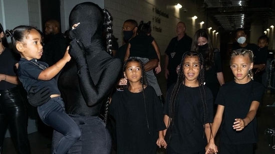 Kim Kardashian with her children at the Donda event recently.(Instagram)