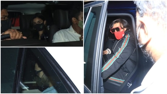 Ranveer Singh, Alia Bhatt and Ranbir Kapoor were seen outside Karan Johar's home.