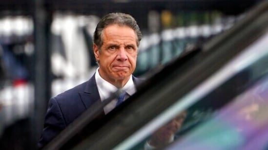 New York Gov. Andrew Cuomo prepares to board a helicopter after announcing his resignation, Tuesday, Aug. 10, 2021.(AP)