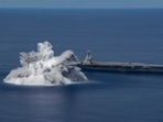 The US Navy has started carrying out what it calls 'Full Ship Shock Trials' by detonating powerful explosions to test whether its aircraft carriers are ready for war. A navy statement Sunday said the 40,000-pound (18,143-kilo) explosion was triggered as part of work to evaluate the aircraft carrier, USS Gerald R. Ford's battle readiness. The US Navy has started carrying out what it calls 'Full Ship Shock Trials' by detonating powerful explosions to test whether its aircraft carriers are ready for war. A navy statement Sunday said the 40,000-pound (18,143-kilo) explosion was triggered as part of work to evaluate the aircraft carrier, USS Gerald R. Ford's battle readiness.