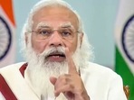Prime Minister Narendra Modi will also participate in ‘Atmanirbhar Narishakti Se Samvad’ at 12:30pm.(PTI) Prime Minister Narendra Modi will also participate in ‘Atmanirbhar Narishakti Se Samvad’ at 12:30pm.(PTI)