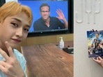 Stray Kids member Bang Chan with Ryan Reynolds. Stray Kids member Bang Chan with Ryan Reynolds.