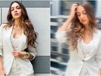 Shershaah actor Kiara Advani adds sexy charm to boss lady look in white pantsuit, lacy top(Instagram/@ekalakhani)