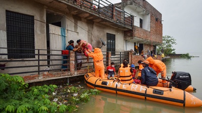NDRF, SDRF and state PAC have been deployed to help the people and 59 rescue teams pre-deployed in 43 districts. (PTI) NDRF, SDRF and state PAC have been deployed to help the people and 59 rescue teams pre-deployed in 43 districts. (PTI)