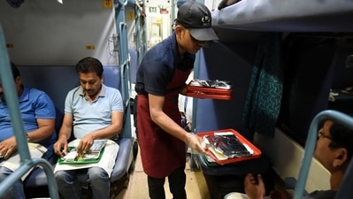 IRCTC manages catering service for Indian Railways along with selling tickets online and selling packaged water. (Arijit Sen/HT Photo)
