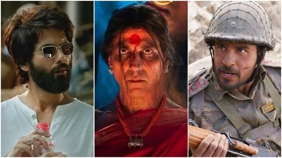 Stills from Kabir Singh, Laxmii, and Shershaah.