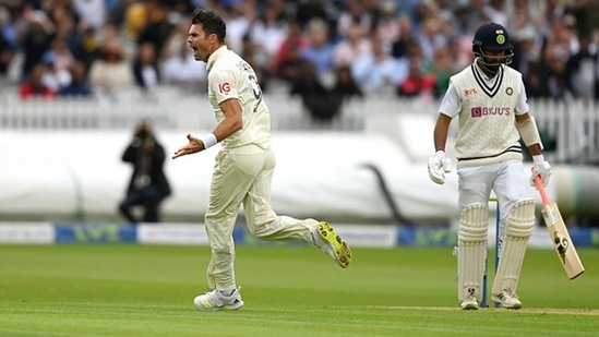 Cheteshwar Pujara's torrid time continued as he edged Anderson to slips to give the England pacer his second wicket. (Getty)