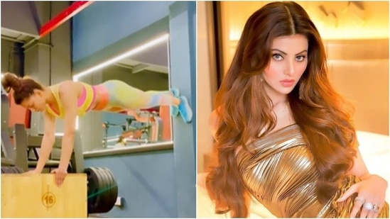 Watch: Urvashi Rautela does Plyo Box core hold for toned abs in new workout video(Instagram/@urvashirautela)