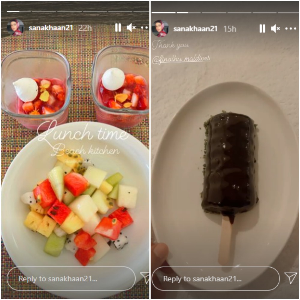 Sana also shared pictures enjoying their meals. Sana also shared pictures enjoying their meals.