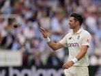 England's James Anderson catches the ball as he wait6s to bowl during the 2nd cricket test between England and India at Lord's cricket ground in London, Thursday, Aug. 12, 2021. (AP Photo/Alastair Grant) England's James Anderson catches the ball as he wait6s to bowl during the 2nd cricket test between England and India at Lord's cricket ground in London, Thursday, Aug. 12, 2021. (AP Photo/Alastair Grant)