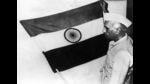 Jawaharlal Nehru unveils the Tricolour in July 1947. (Gamma-Keystone via Getty Images) Jawaharlal Nehru unveils the Tricolour in July 1947. (Gamma-Keystone via Getty Images)