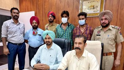 The accused in Ludhiana special task force’s custody on Friday. (HT PHOTO) The accused in Ludhiana special task force’s custody on Friday. (HT PHOTO)